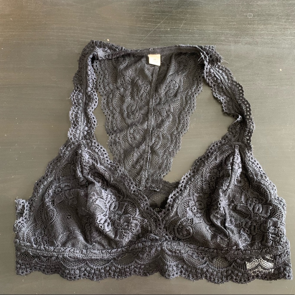 Francesca’s black racerback lace bralette - size M